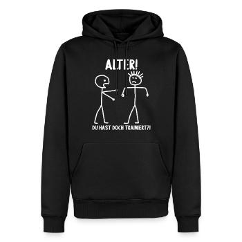 Fitness Bodybuilder Gym Alter hast du trainiert - Männer Premium Bio Hoodie - Schwarz - Vorne - Nico (187cm)
