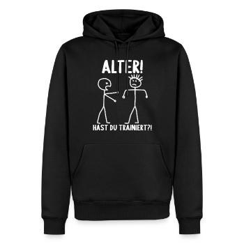 Fitness Bodybuilder Gym Alter hast du trainiert - Männer Premium Bio Hoodie - Schwarz - Vorne - Nico (187cm)