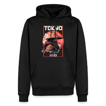 Asie 80s Samouraï Rétro Japonais Samouraï - Sweat à capuche Premium bio Homme - noir - Devant - Nico (187cm)