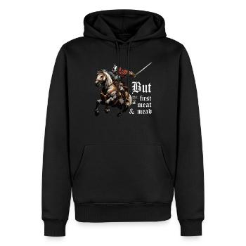 Mais première viande - Sweat à capuche Premium bio Homme - noir - Devant - Nico (187cm)