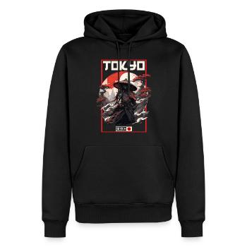 Asien 80er Japanischer Retro Samurais Samurai - Männer Premium Bio Hoodie - Schwarz - Vorne - Nico (187cm)