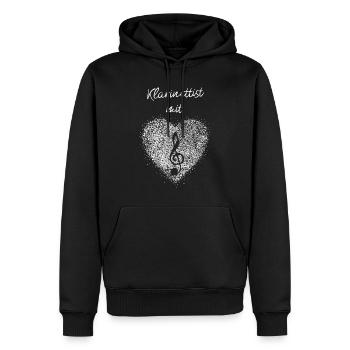 Klarinettist mit Herz Klarinette Musik Orchester - Männer Premium Bio Hoodie - Schwarz - Vorne - Nico (187cm)