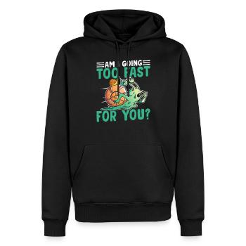 Amoureux des escargots: Suis-je trop rapide? - Sweat à capuche Premium bio Homme - noir - Devant - Nico (187cm)
