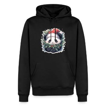 Panda Noël Panda Pandas Panda Noël - Sweat à capuche Premium bio Homme - noir - Devant - Nico (187cm)