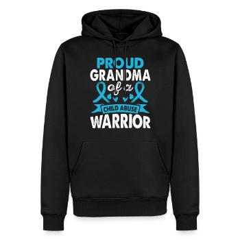 Child Abuse Warrior's Grandma Month Of - Men’s Premium Organic Hoodie - black - Front - Nico (187cm)