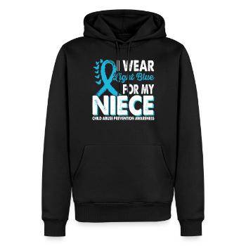 Tragen Sie Hellblau, Um Auf Die Prävention Von - Männer Premium Bio Hoodie - Schwarz - Vorne - Nico (187cm)