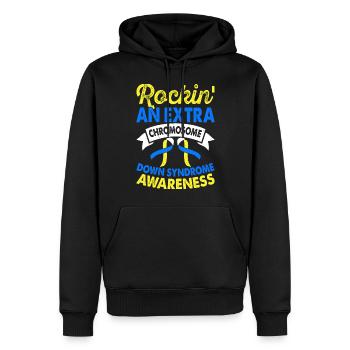 Additional Chromosomal Down Syndrome Awareness - Men’s Premium Organic Hoodie - black - Front - Nico (187cm)