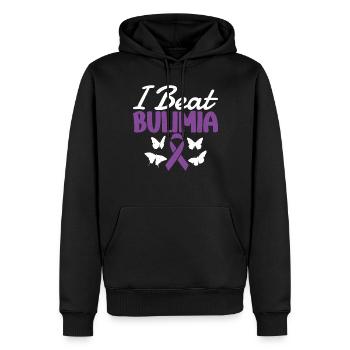 I defeated bulimia because I had strong women. - Men’s Premium Organic Hoodie - black - Front - Nico (187cm)