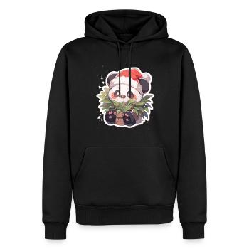 Panda Noël Panda Pandas Panda Noël - Sweat à capuche Premium bio Homme - noir - Devant - Nico (187cm)