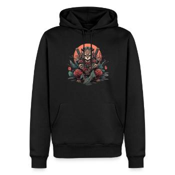 Asien Katze Japanischer Samurais Samurai - Männer Premium Bio Hoodie - Schwarz - Vorne - Nico (187cm)