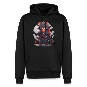 Asien Katze Japanischer Samurais Samurai - Männer Premium Bio Hoodie - Schwarz - Vorne - Nico (187cm)