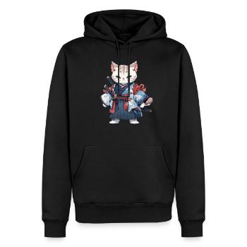 Asien Katze Japanischer Samurais Samurai - Männer Premium Bio Hoodie - Schwarz - Vorne - Nico (187cm)