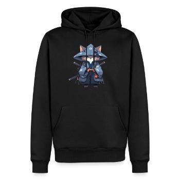 Asien Katze Japanischer Samurais Samurai - Männer Premium Bio Hoodie - Schwarz - Vorne - Nico (187cm)