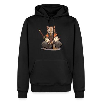 Asien Katze Japanischer Samurais Samurai - Männer Premium Bio Hoodie - Schwarz - Vorne - Nico (187cm)