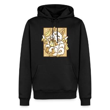 Kitsune Japon Anime Kawaii Lait de banane - Sweat à capuche Premium bio Homme - noir - Devant - Nico (187cm)