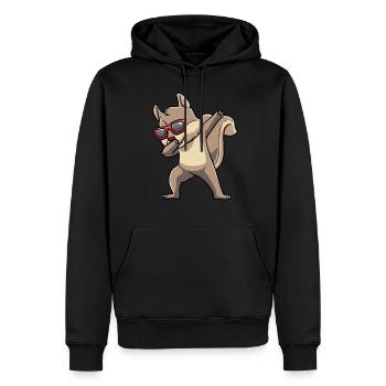 Prancing squirrel with sunglasses rodent - Men’s Premium Organic Hoodie - black - Front - Nico (187cm)
