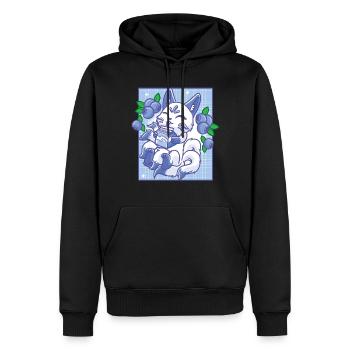Kitsune Japon Anime Kawaii Blueberry - Sweat à capuche Premium bio Homme - noir - Devant - Nico (187cm)