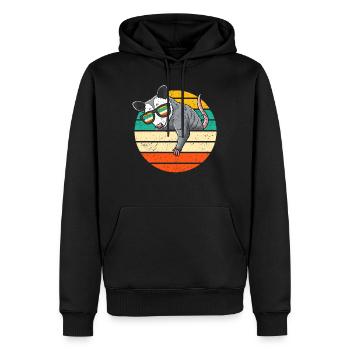 Retro Opossum Mit Sonnenbrille Opossum - Männer Premium Bio Hoodie - Schwarz - Vorne - Nico (187cm)