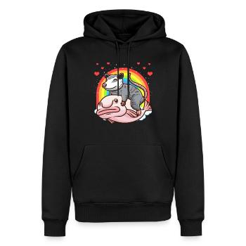Niedliches Opossum Und Blobfisch Regenbogen - Männer Premium Bio Hoodie - Schwarz - Vorne - Nico (187cm)