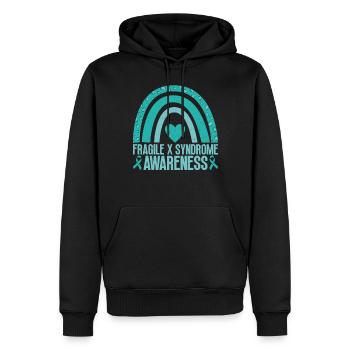 Nous portons du sarcelle pour l’arc-en-ciel du - Sweat à capuche Premium bio Homme - noir - Devant - Nico (187cm)
