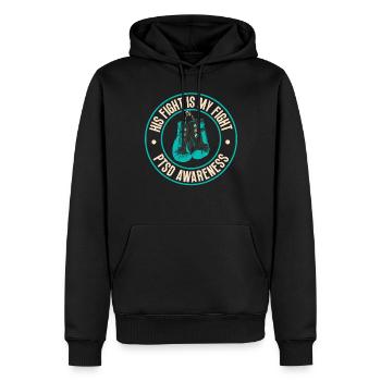 Sein Kampf Ist Pstd-bewusstsein In Blaugrünen - Männer Premium Bio Hoodie - Schwarz - Vorne - Nico (187cm)