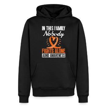 Ahdh consciousness In this family, no one fights - Men’s Premium Organic Hoodie - black - Front - Nico (187cm)