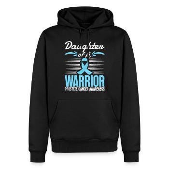 Daughter of a Warrior Prostate Cancer Blue Ribbon - Men’s Premium Organic Hoodie - black - Front - Nico (187cm)