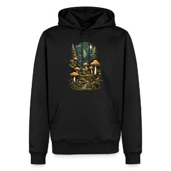 Magische Pilznacht ein Retro Pilzsammler Design - Männer Premium Bio Hoodie - Schwarz - Vorne - Nico (187cm)