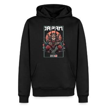 Asien Katze Japanischer Samurais Samurai - Männer Premium Bio Hoodie - Schwarz - Vorne - Nico (187cm)