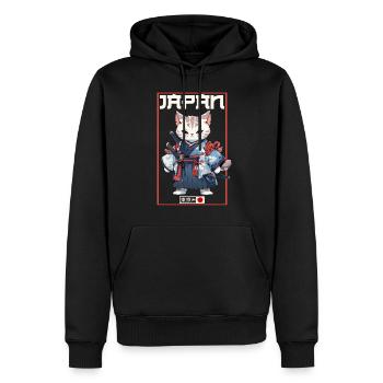 Asien Katze Japanischer Samurais Samurai - Männer Premium Bio Hoodie - Schwarz - Vorne - Nico (187cm)