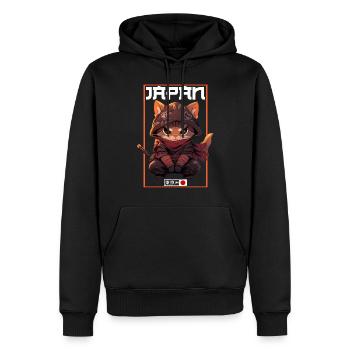 Asien Katze Japanischer Samurais Samurai - Männer Premium Bio Hoodie - Schwarz - Vorne - Nico (187cm)