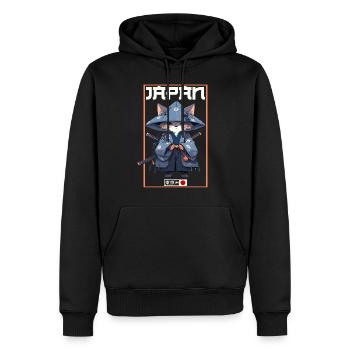 Asien Katze Japanischer Samurais Samurai - Männer Premium Bio Hoodie - Schwarz - Vorne - Nico (187cm)