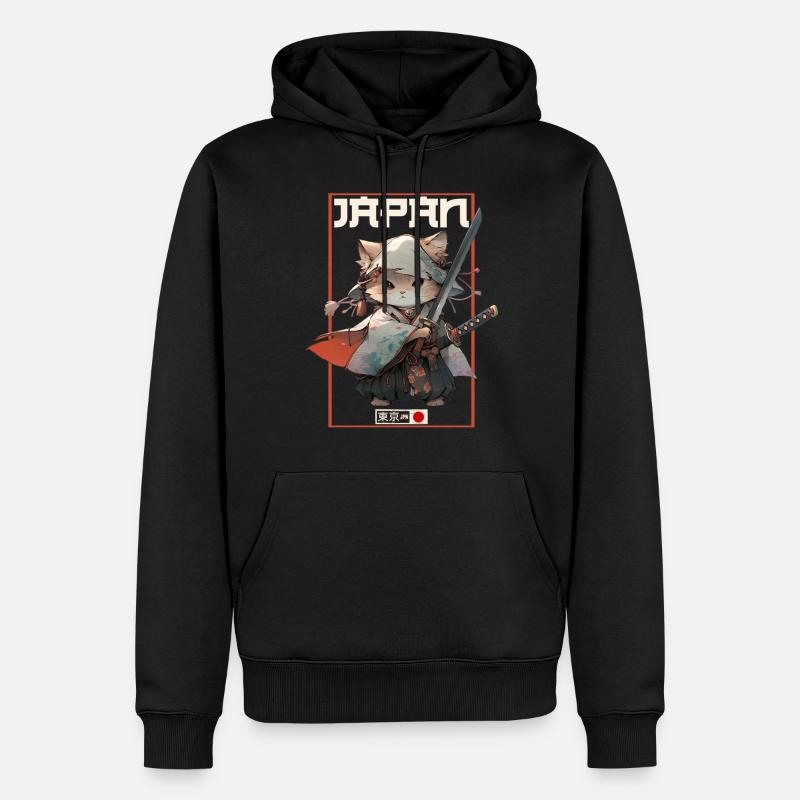 Chat d’Asie Samouraï japonais Samouraï - Sweat à capuche Premium bio Homme - noir