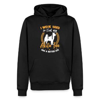 Travailler pour mon Akita Inu japonais Akita - Sweat à capuche Premium bio Homme - noir - Devant - Nico (187cm)