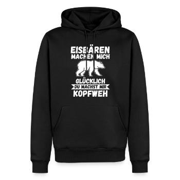 Eisbär Eisbären - Männer Premium Bio Hoodie - Schwarz - Vorne - Nico (187cm)