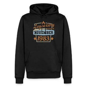 Novembre 1983 Rétro Anniversaire Design Anniversaire - Sweat à capuche Premium bio Homme - noir - Devant - Nico (187cm)