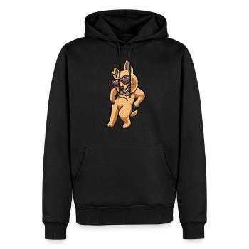 Chien de berger basque avec lunettes de soleil - Sweat à capuche Premium bio Homme - noir - Devant - Nico (187cm)