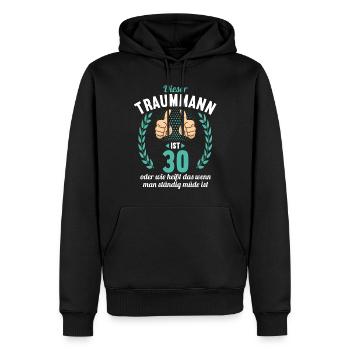 Dieser Traummann ist 30 Jahre 30 Geburtstag - Männer Premium Bio Hoodie - Schwarz - Vorne - Nico (187cm)