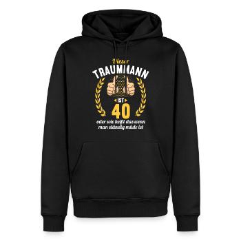 Dieser Traummann ist 40 Jahre 40 Geburtstag - Männer Premium Bio Hoodie - Schwarz - Vorne - Nico (187cm)