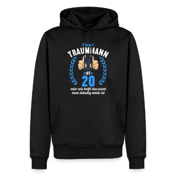 Dieser Traummann ist 20 Jahre 20 Geburtstag - Männer Premium Bio Hoodie - Schwarz - Vorne - Nico (187cm)