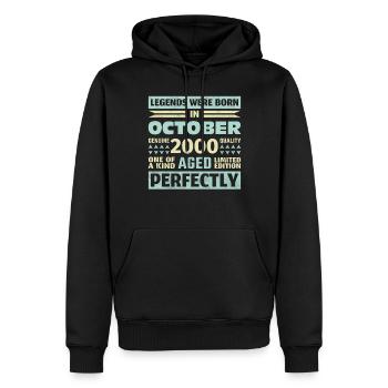 23ème Anniversaire Octobre Millésime 2000 Millésime - Sweat à capuche Premium bio Homme - noir - Devant - Nico (187cm)