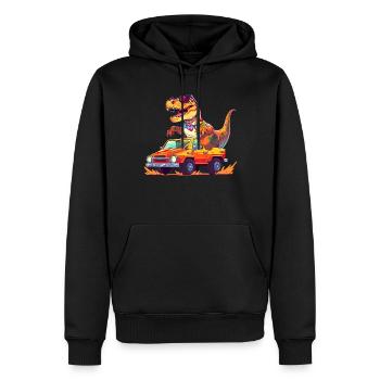 T-Rex conduit un camion monstre - Sweat à capuche Premium bio Homme - noir - Devant - Nico (187cm)