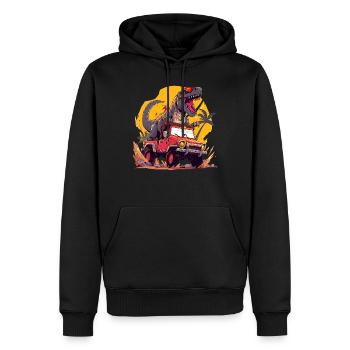 T-Rex conduit un camion monstre - Sweat à capuche Premium bio Homme - noir - Devant - Nico (187cm)