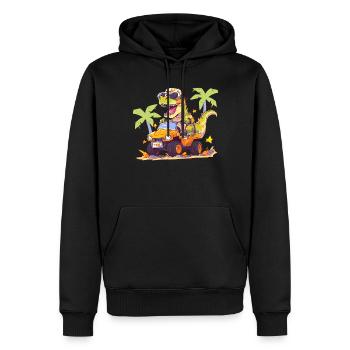 T-Rex conduit un camion monstre - Sweat à capuche Premium bio Homme - noir - Devant - Nico (187cm)