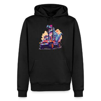 T-Rex conduit un camion monstre - Sweat à capuche Premium bio Homme - noir - Devant - Nico (187cm)