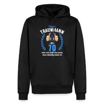 Dieser Traummann ist 70 Jahre 70 Geburtstag - Männer Premium Bio Hoodie - Schwarz - Vorne - Nico (187cm)