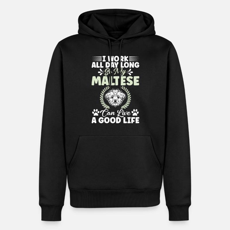 Cadeaux de propriétaire maltais - Sweat à capuche Premium bio Homme - noir
