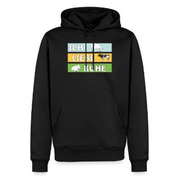 ICH LIEBE KÜHE - Männer Premium Bio Hoodie - Schwarz - Vorne - Nico (187cm)