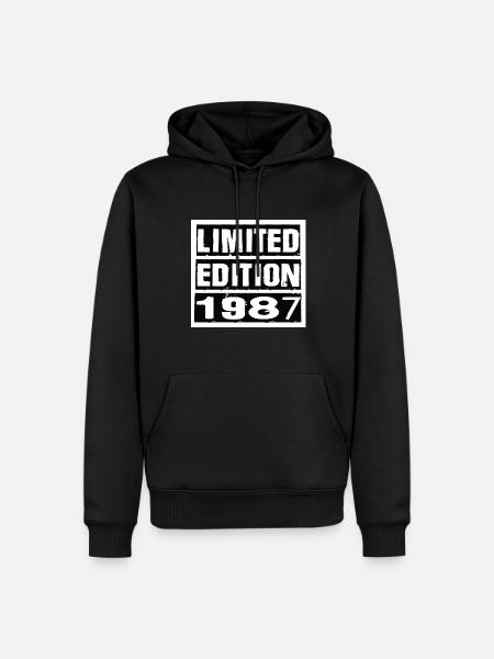 Edycja limitowana 1987 Urodziny 1987 Vintage Retro - Ekologiczna męska bluza z kapturem Premium - czarny