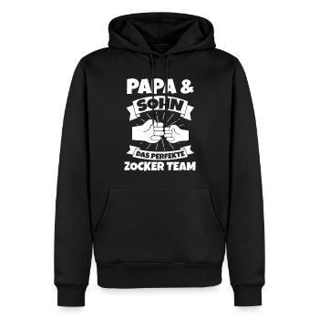 Zocker Zocken Vater Papa Sohn Gamer - Männer Premium Bio Hoodie - Schwarz - Vorne - Nico (187cm)